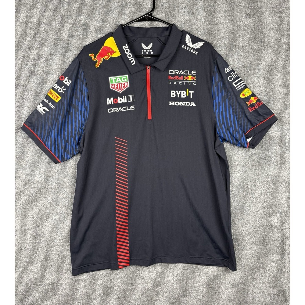 Castore Oracle Red Bull Racing F1 Team Polo Mens 2XL Navy Formula 1 Sponsor